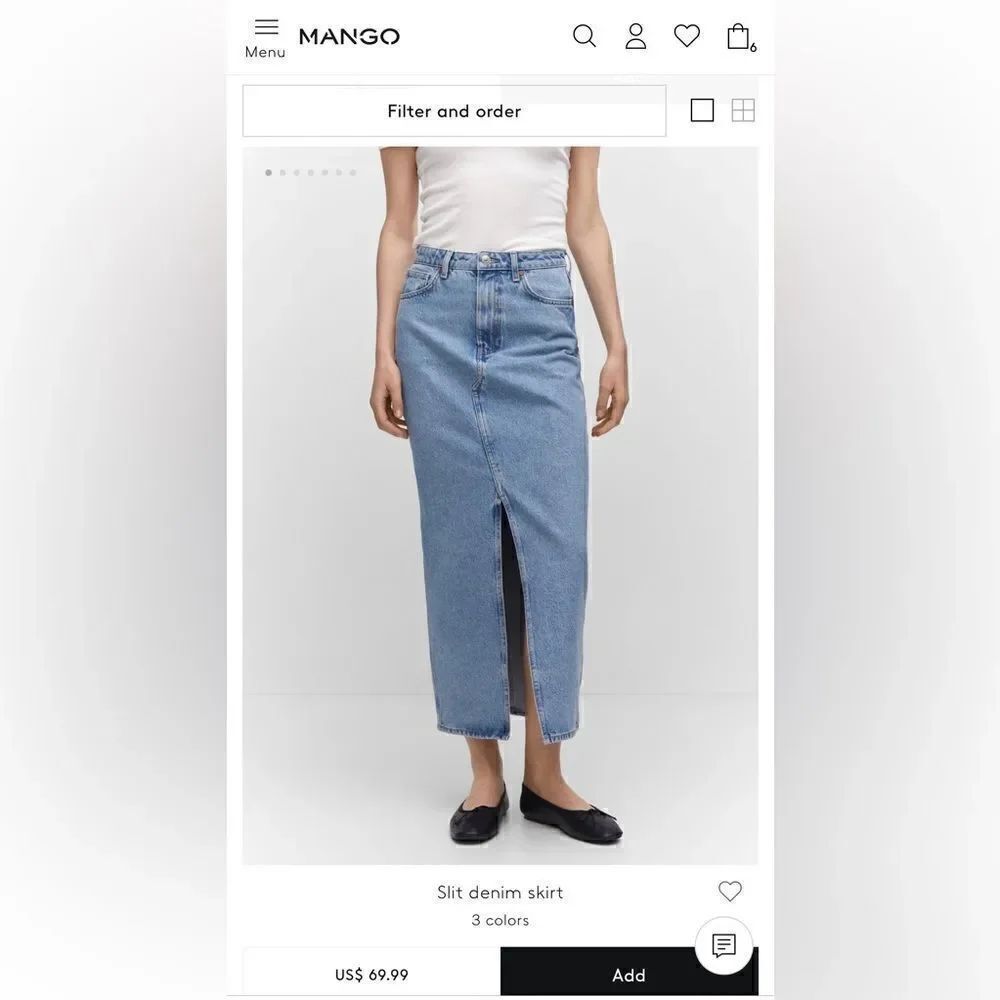 Mango Denim Maxi Skirt